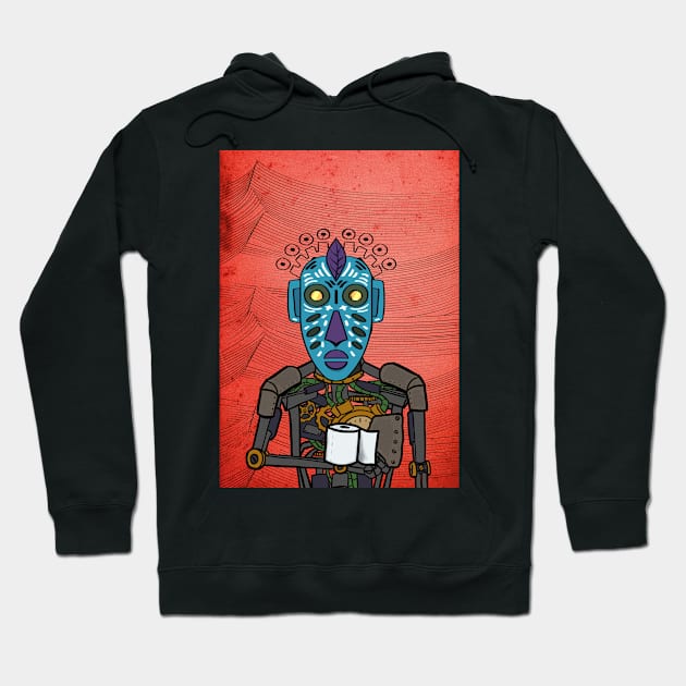 WenGucci NFT - Robotic Luxury: Character with Glass Eyes and Steel Skin Hoodie by Hashed Art